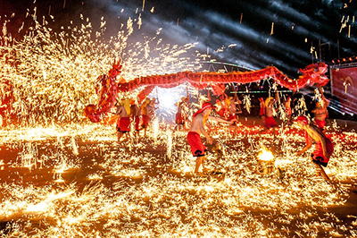 Chongqing firecrackers at Lantern Festival in Nantou, Nantou County